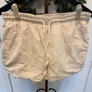 Allie Rose Ticking Stripe Vertical Stripe Linen Blend Pull On Shorts L